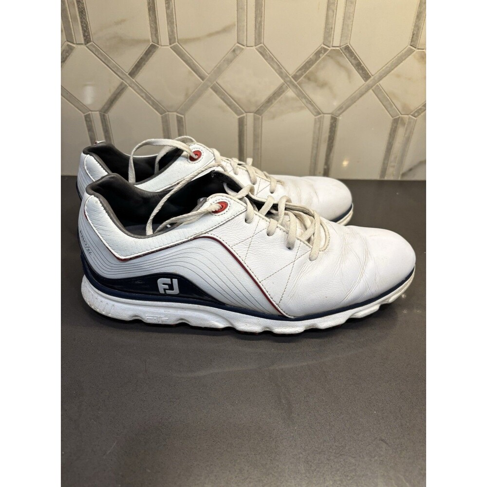 Foot Joy Pro/SL 53269 Mens Size 8 M Spikeless White Navy Golf Shoes